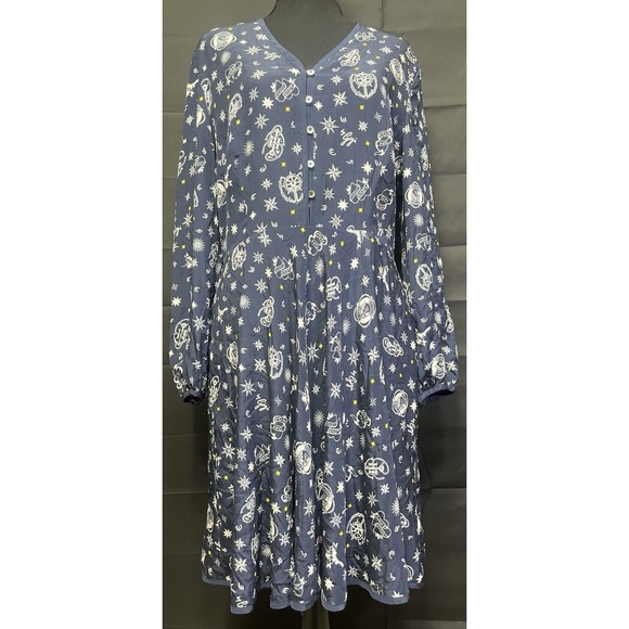 Tommy Hilfiger & Gigi Hadid Compass Print‎ Nautical Boho Silk Maxi Dress - Picture 1 of 5